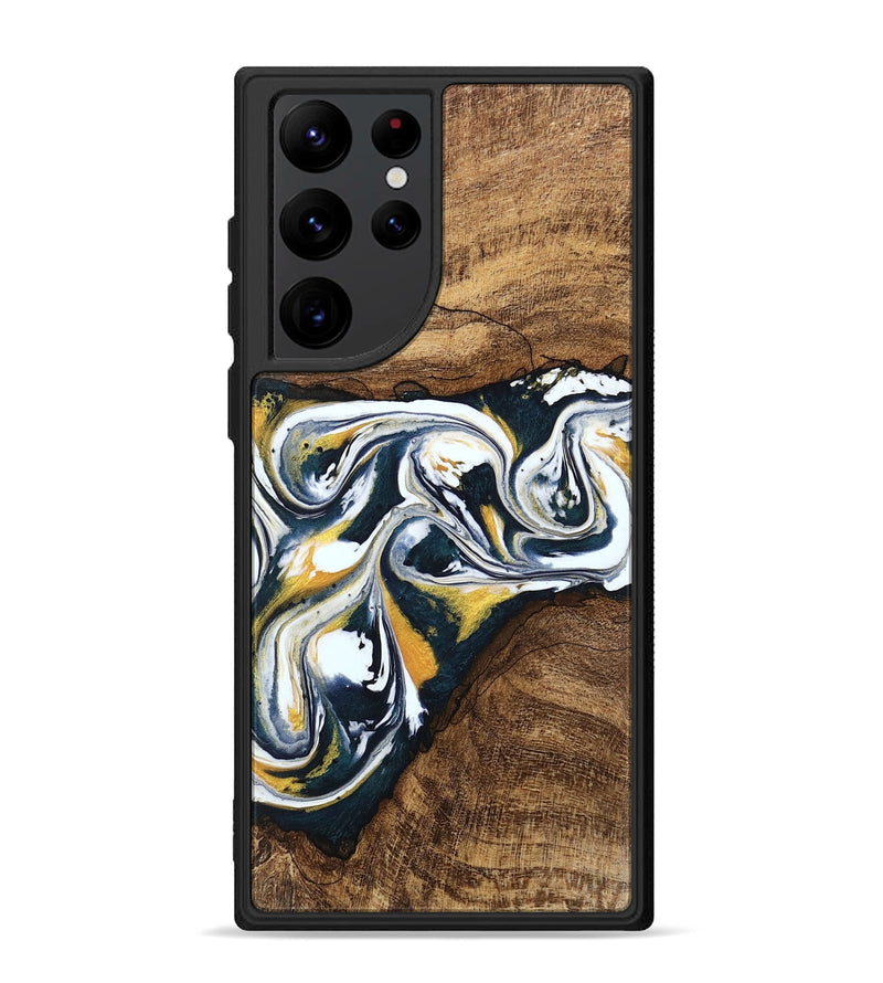 Galaxy S22 Ultra Wood Phone Case - Aylin (Teal & Gold, 746089)