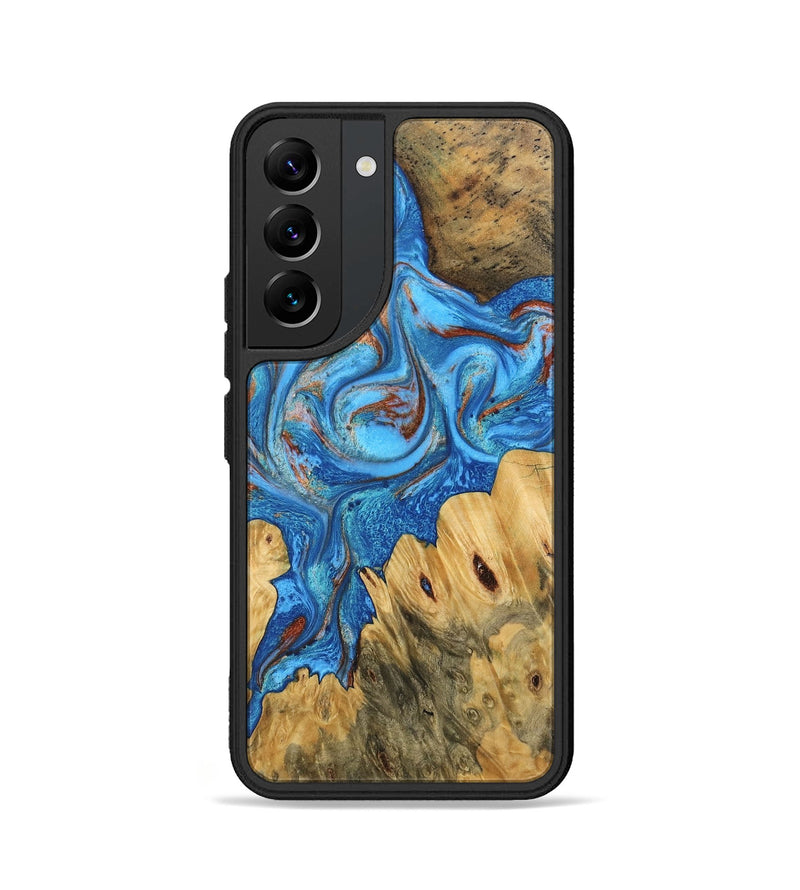 Galaxy S22 Wood Phone Case - Iris (Teal & Gold, 746091)