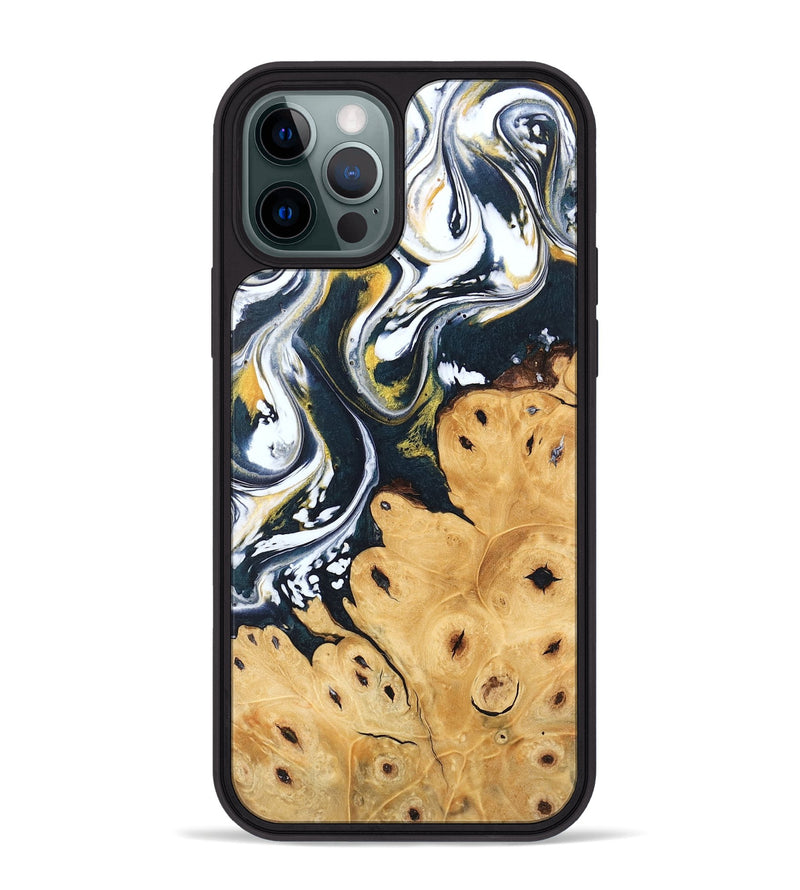 iPhone 12 Pro Max Wood Phone Case - Journee (Teal & Gold, 746093)