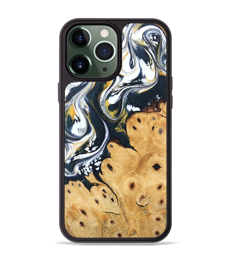 iPhone 13 Pro Max Wood Phone Case - Journee (Teal & Gold, 746093)