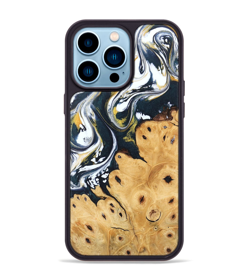 iPhone 14 Pro Max Wood Phone Case - Journee (Teal & Gold, 746093)