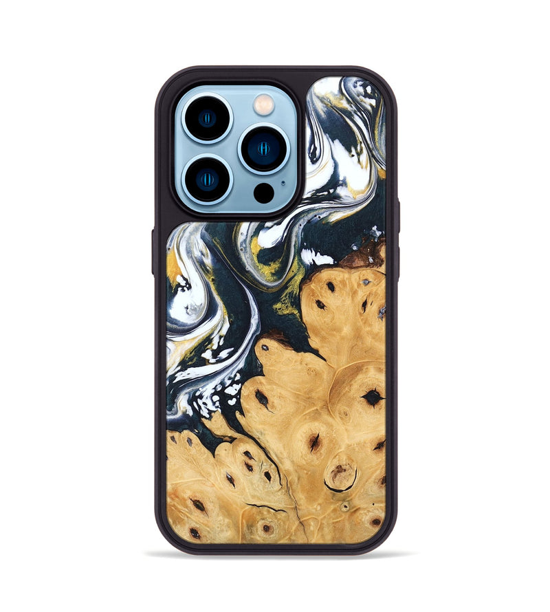 iPhone 14 Pro Wood Phone Case - Journee (Teal & Gold, 746093)