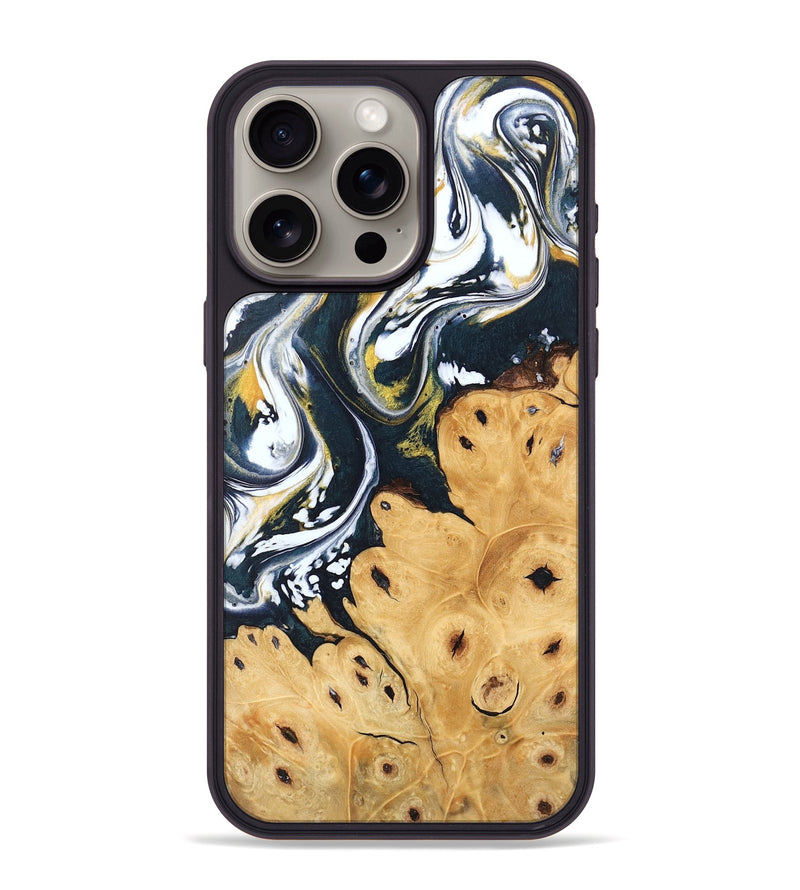 iPhone 15 Pro Max Wood Phone Case - Journee (Teal & Gold, 746093)