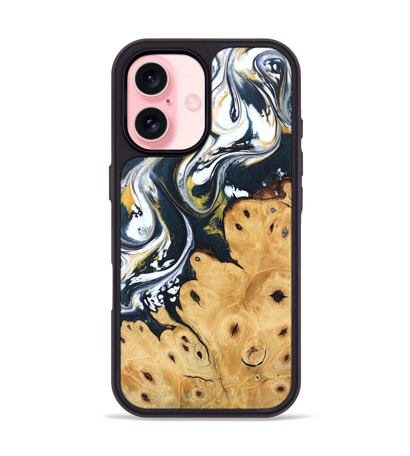 iPhone 16 Wood Phone Case - Journee (Teal & Gold, 746093)