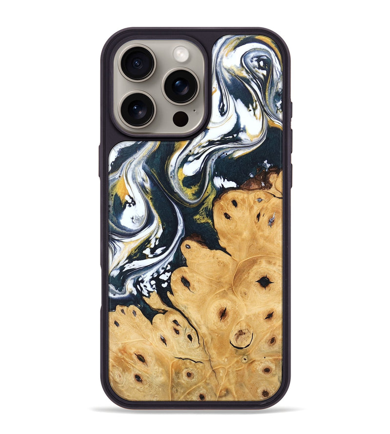 iPhone 16 Pro Max Wood Phone Case - Journee (Teal & Gold, 746093)