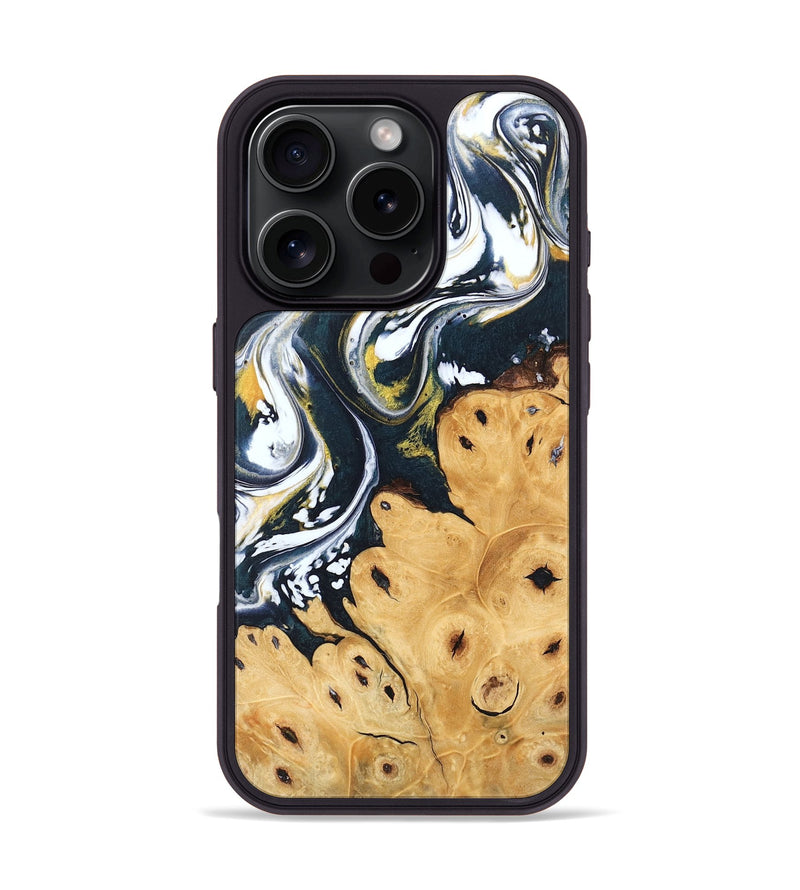 iPhone 16 Pro Wood Phone Case - Journee (Teal & Gold, 746093)