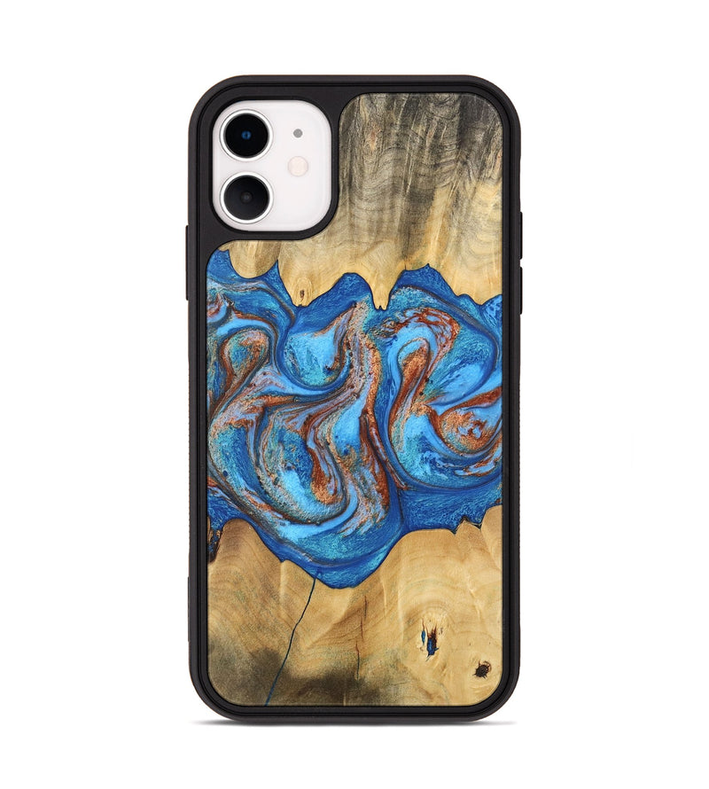 iPhone 11 Wood Phone Case - Barry (Teal & Gold, 746094)