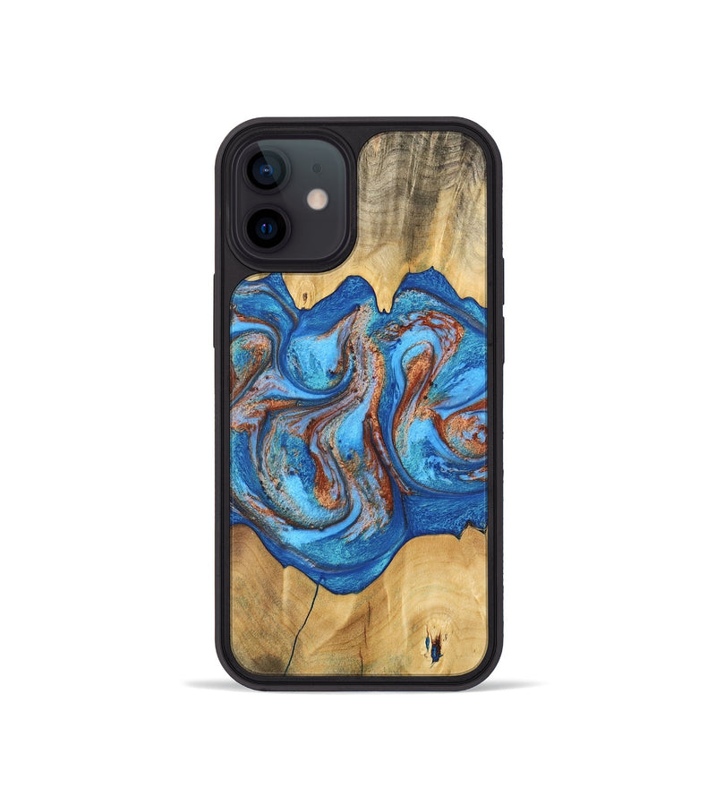 iPhone 12 mini Wood Phone Case - Barry (Teal & Gold, 746094)