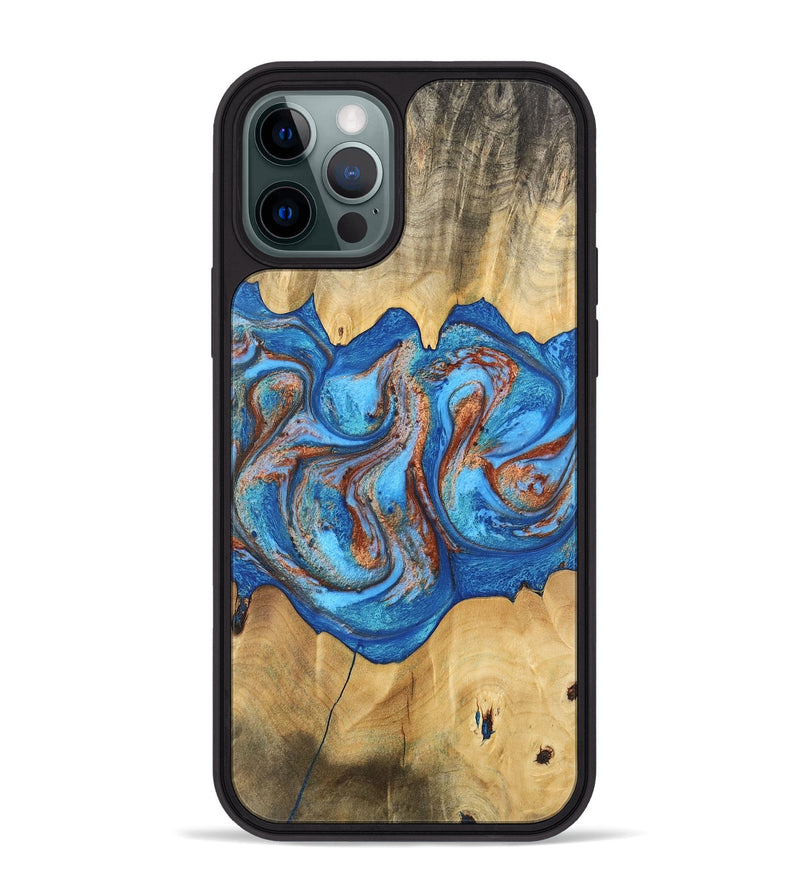 iPhone 12 Pro Max Wood Phone Case - Barry (Teal & Gold, 746094)