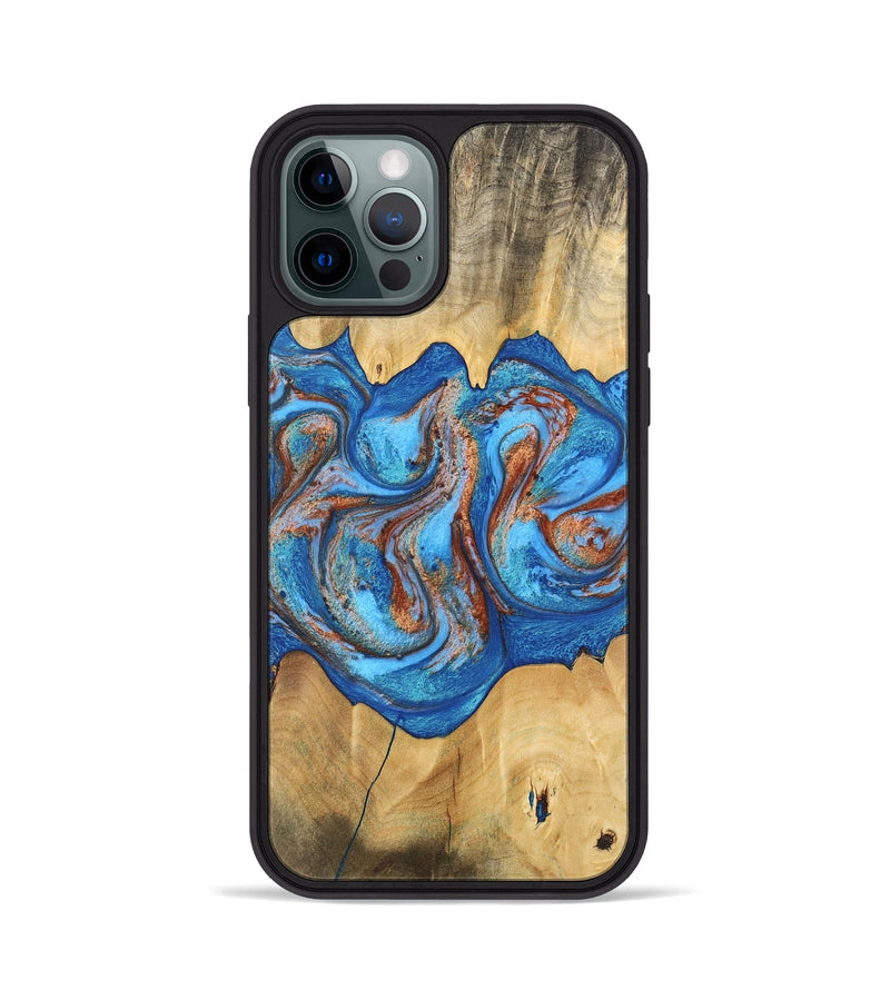 iPhone 12 Pro Wood Phone Case - Barry (Teal & Gold, 746094)