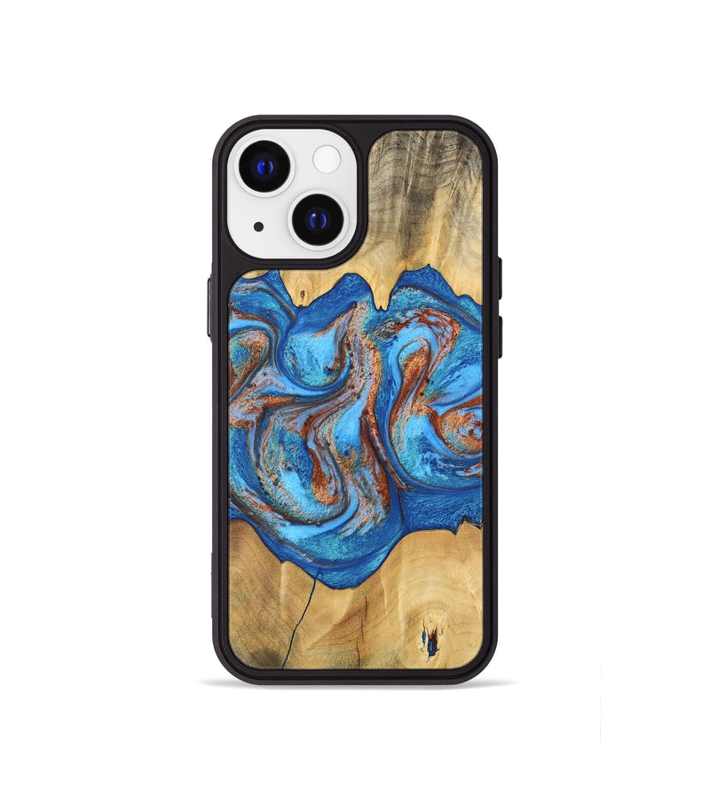 iPhone 13 mini Wood Phone Case - Barry (Teal & Gold, 746094)