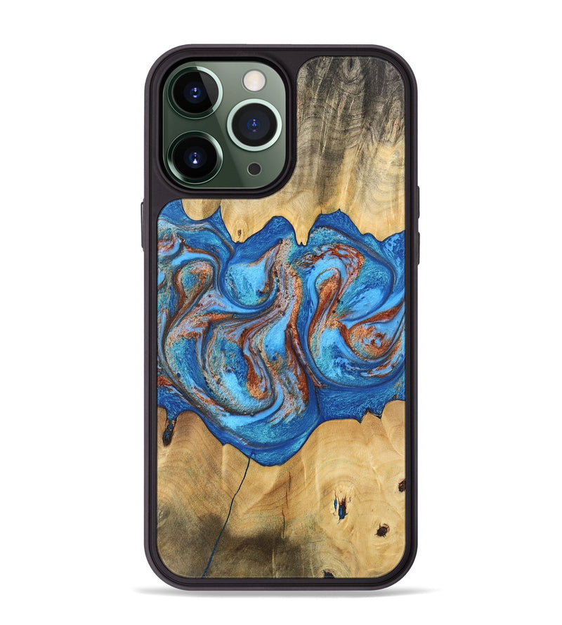 iPhone 13 Pro Max Wood Phone Case - Barry (Teal & Gold, 746094)