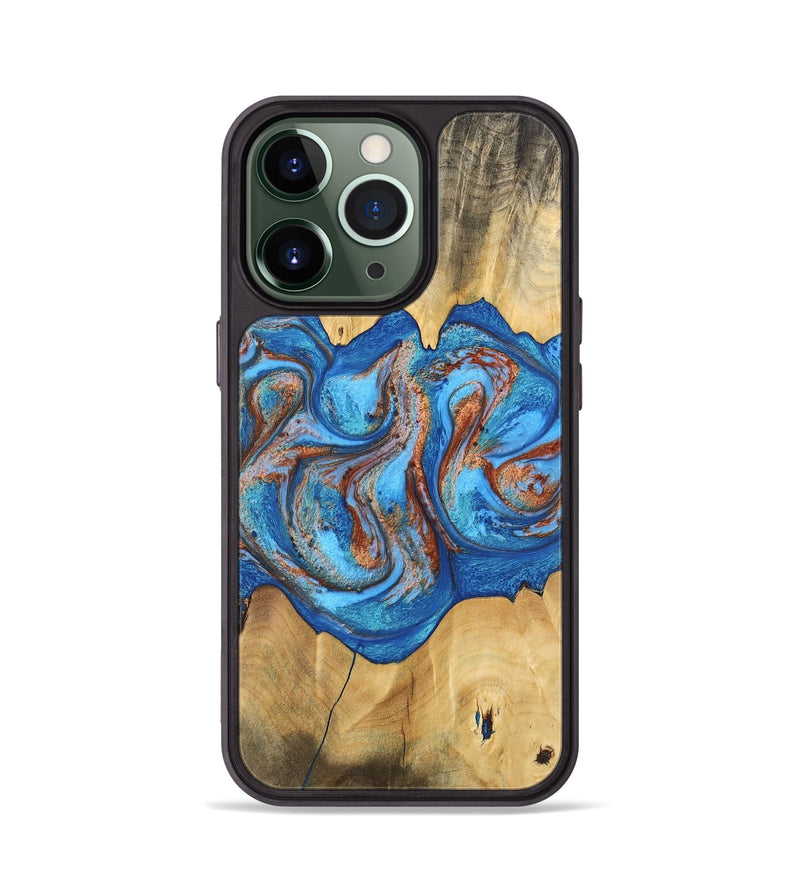 iPhone 13 Pro Wood Phone Case - Barry (Teal & Gold, 746094)