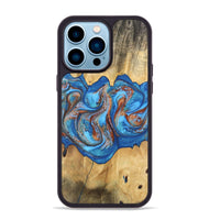 iPhone 14 Pro Max Wood Phone Case - Barry (Teal & Gold, 746094)