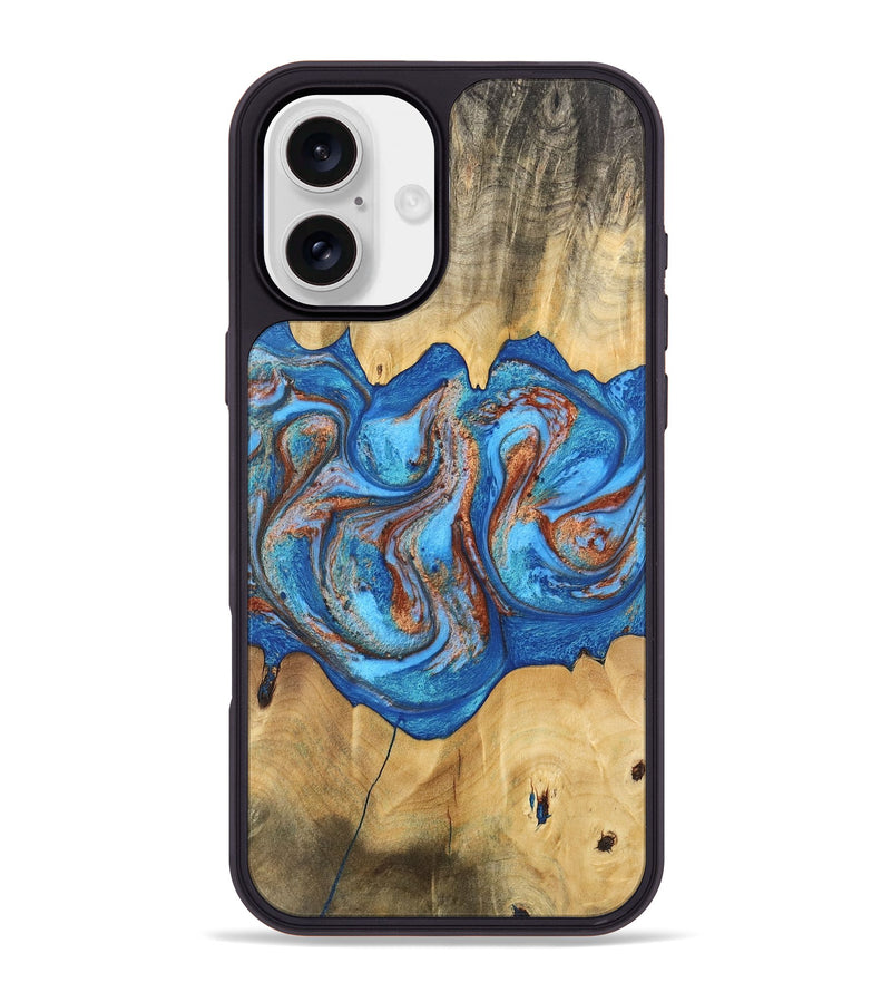 iPhone 16 Plus Wood Phone Case - Barry (Teal & Gold, 746094)