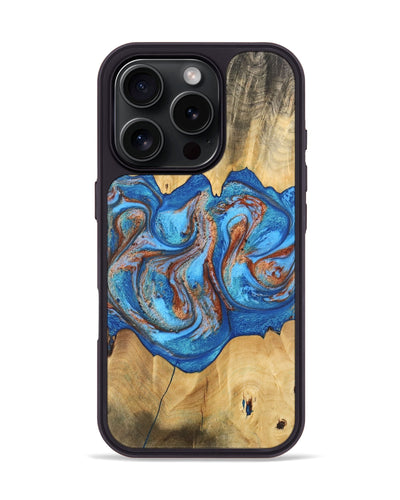 iPhone 16 Pro Wood Phone Case - Barry (Teal & Gold, 746094)