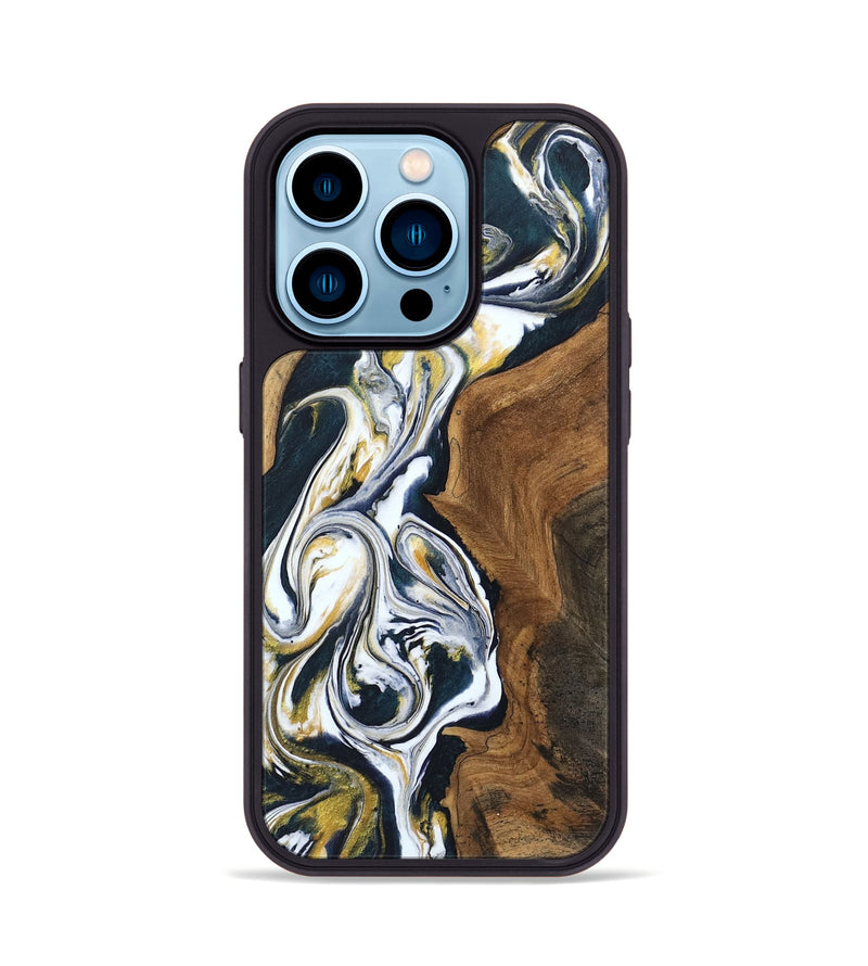 iPhone 14 Pro Wood Phone Case - Lona (Black & White, 746096)