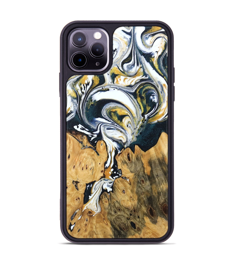 iPhone 11 Pro Max Wood Phone Case - Otis (Teal & Gold, 746097)