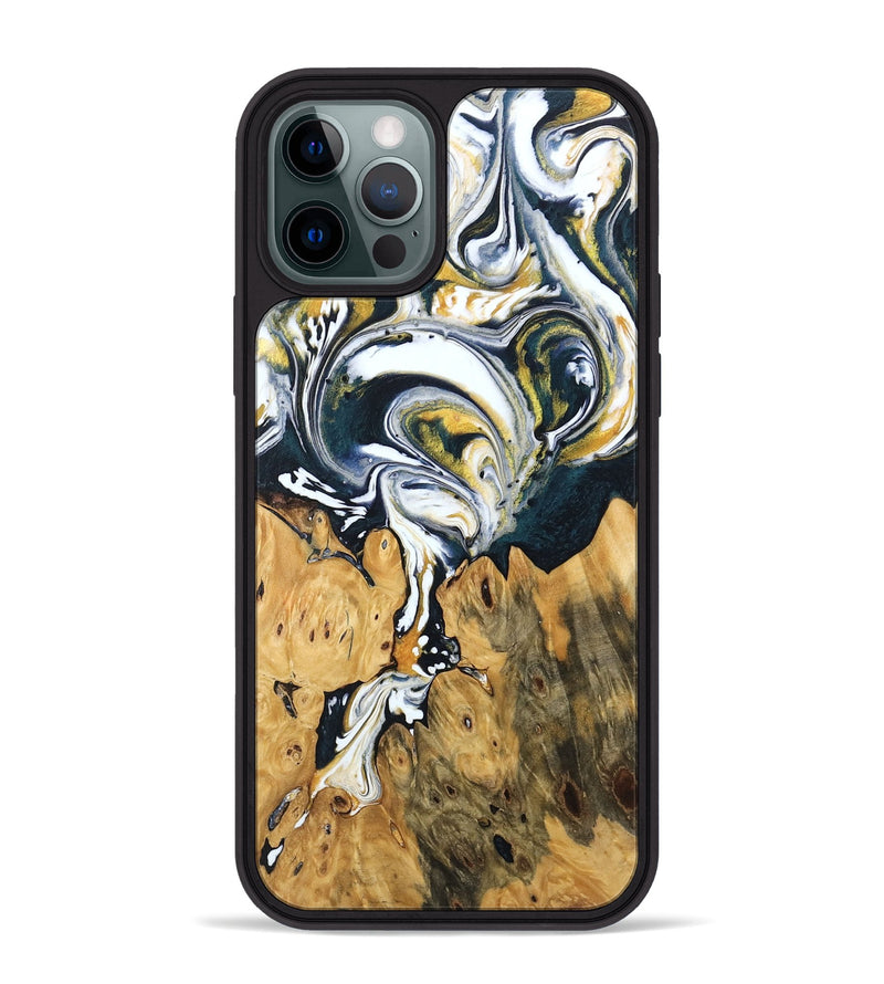 iPhone 12 Pro Max Wood Phone Case - Otis (Teal & Gold, 746097)