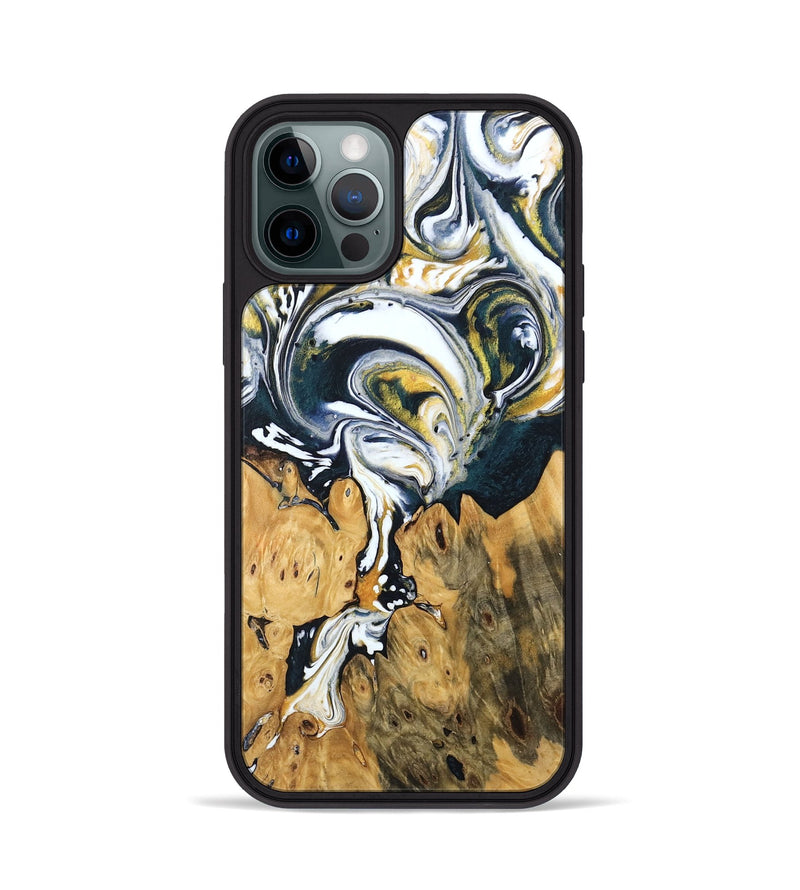 iPhone 12 Pro Wood Phone Case - Otis (Teal & Gold, 746097)