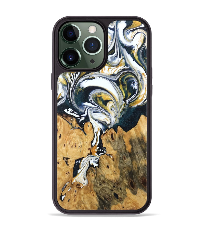 iPhone 13 Pro Max Wood Phone Case - Otis (Teal & Gold, 746097)