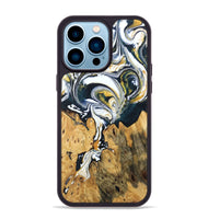 iPhone 14 Pro Max Wood Phone Case - Otis (Teal & Gold, 746097)