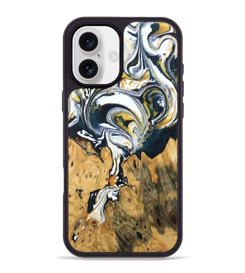 iPhone 16 Plus Wood Phone Case - Otis (Teal & Gold, 746097)