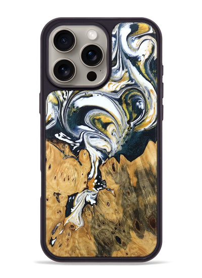 iPhone 16 Pro Max Wood Phone Case - Otis (Teal & Gold, 746097)