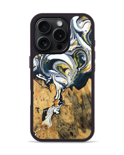 iPhone 16 Pro Wood Phone Case - Otis (Teal & Gold, 746097)