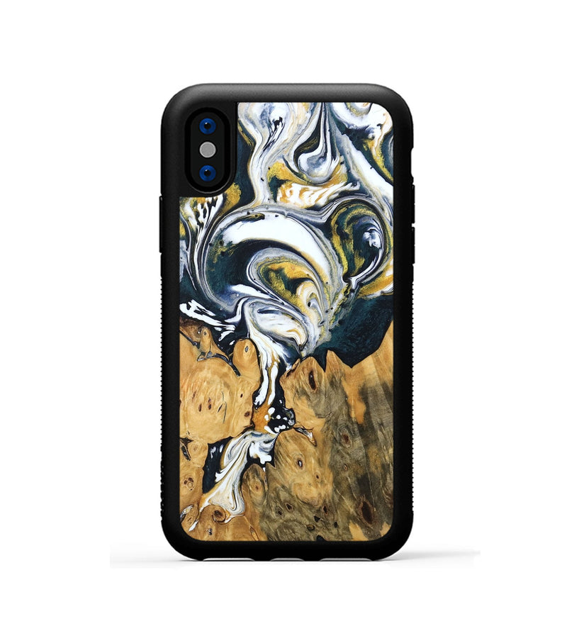 iPhone Xs Wood Phone Case - Otis (Teal & Gold, 746097)