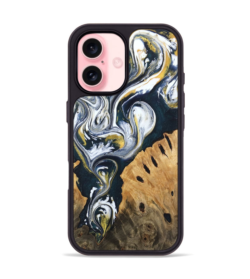 iPhone 16 Wood Phone Case - Ethyl (Black & White, 746099)