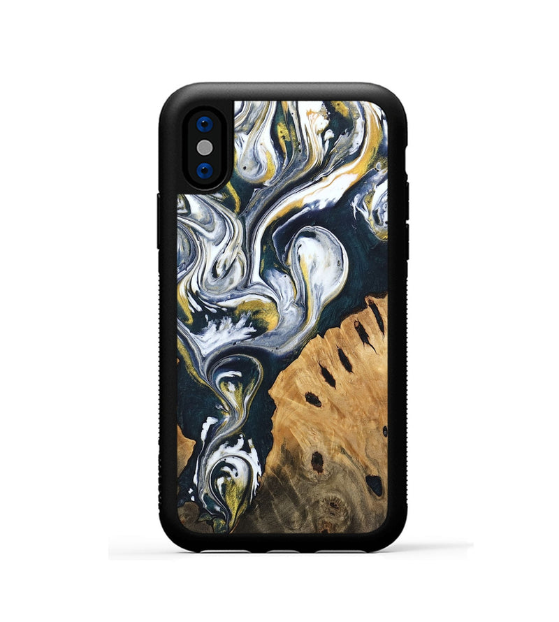 iPhone Xs Wood Phone Case - Ethyl (Black & White, 746099)