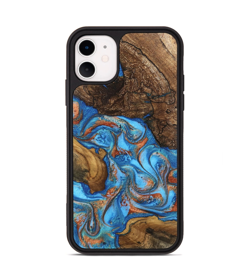 iPhone 11 Wood Phone Case - Dorthy (Teal & Gold, 746100)