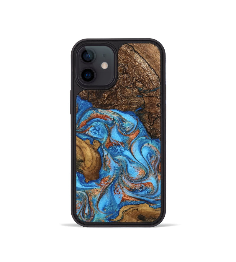 iPhone 12 mini Wood Phone Case - Dorthy (Teal & Gold, 746100)