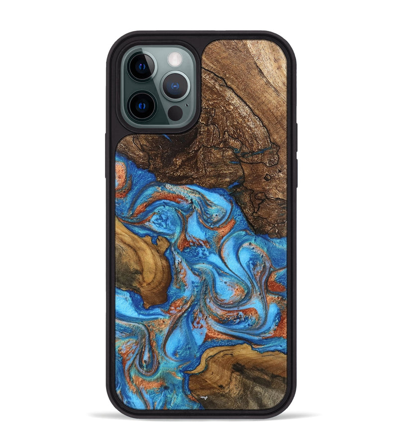 iPhone 12 Pro Max Wood Phone Case - Dorthy (Teal & Gold, 746100)