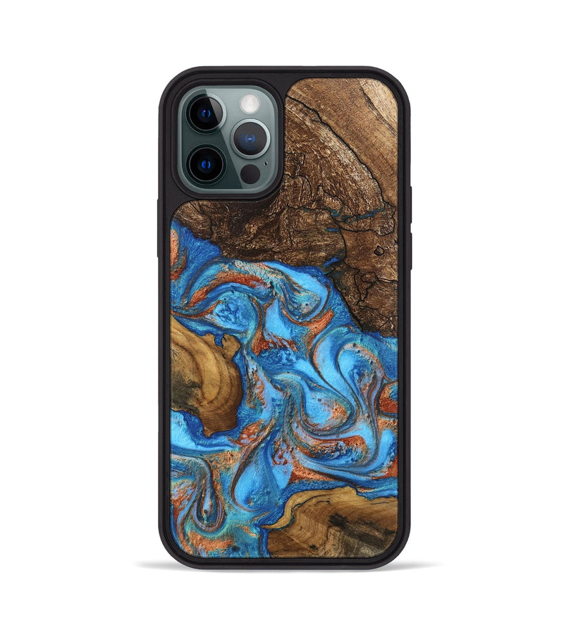 iPhone 12 Pro Wood Phone Case - Dorthy (Teal & Gold, 746100)