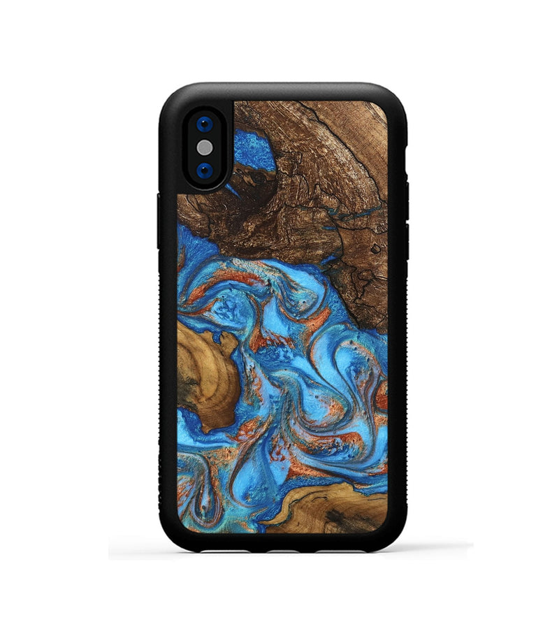 iPhone Xs Wood Phone Case - Dorthy (Teal & Gold, 746100)