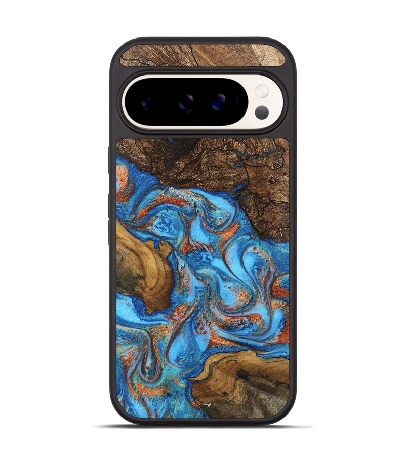 Pixel 9 Wood Phone Case - Dorthy (Teal & Gold, 746100)