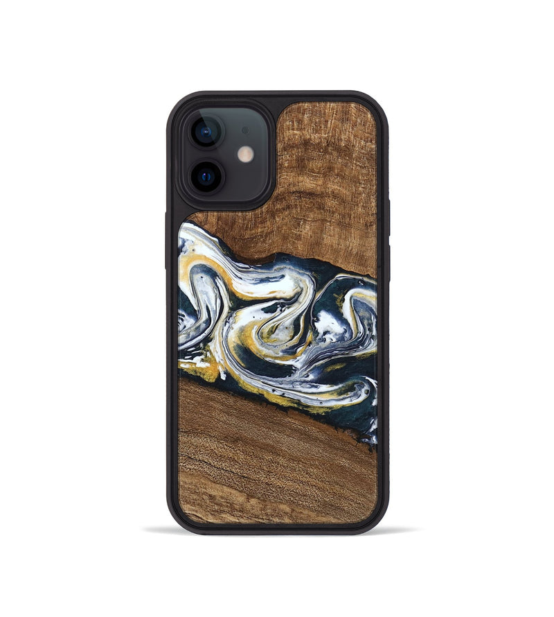 iPhone 12 mini Wood Phone Case - Mariyah (Teal & Gold, 746104)