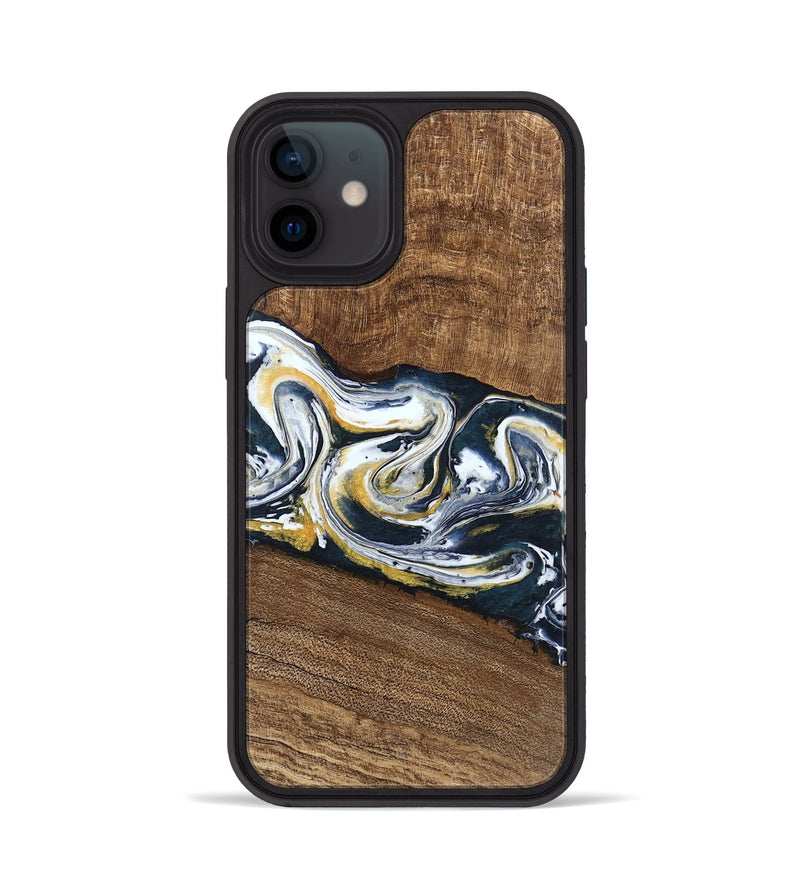 iPhone 12 Wood Phone Case - Mariyah (Teal & Gold, 746104)