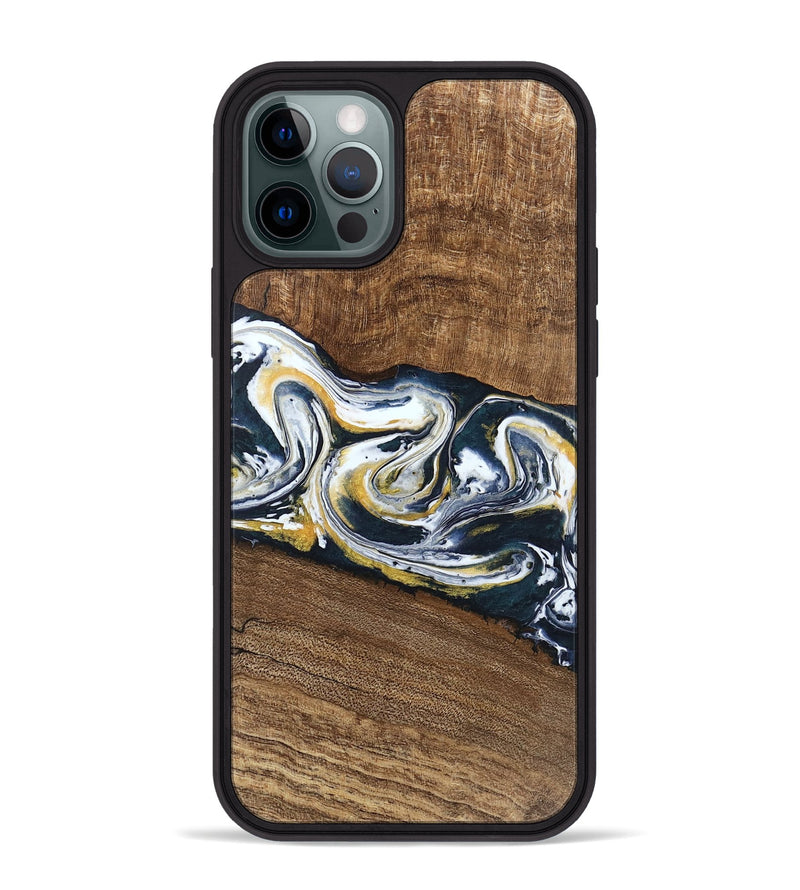 iPhone 12 Pro Max Wood Phone Case - Mariyah (Teal & Gold, 746104)