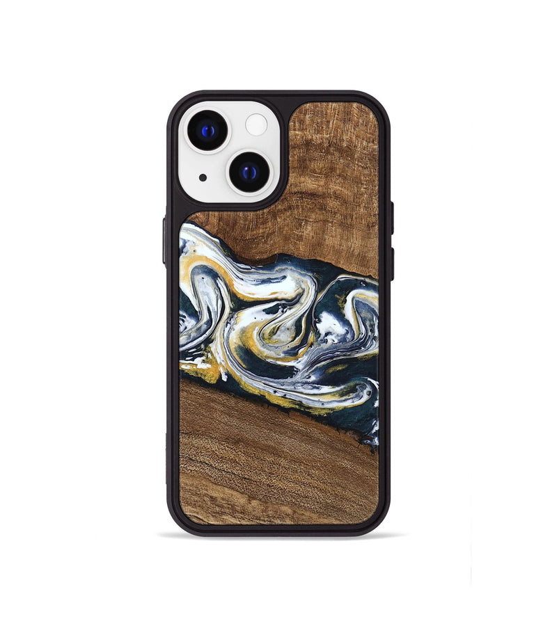 iPhone 13 mini Wood Phone Case - Mariyah (Teal & Gold, 746104)