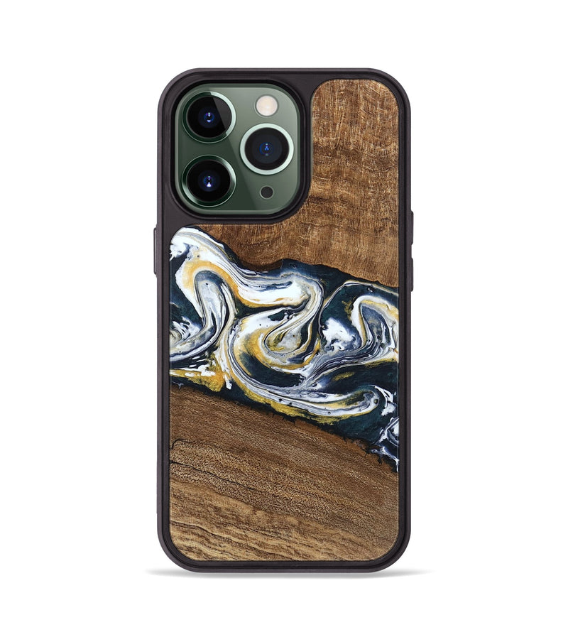 iPhone 13 Pro Wood Phone Case - Mariyah (Teal & Gold, 746104)