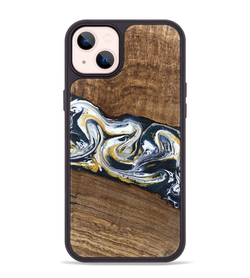 iPhone 14 Plus Wood Phone Case - Mariyah (Teal & Gold, 746104)