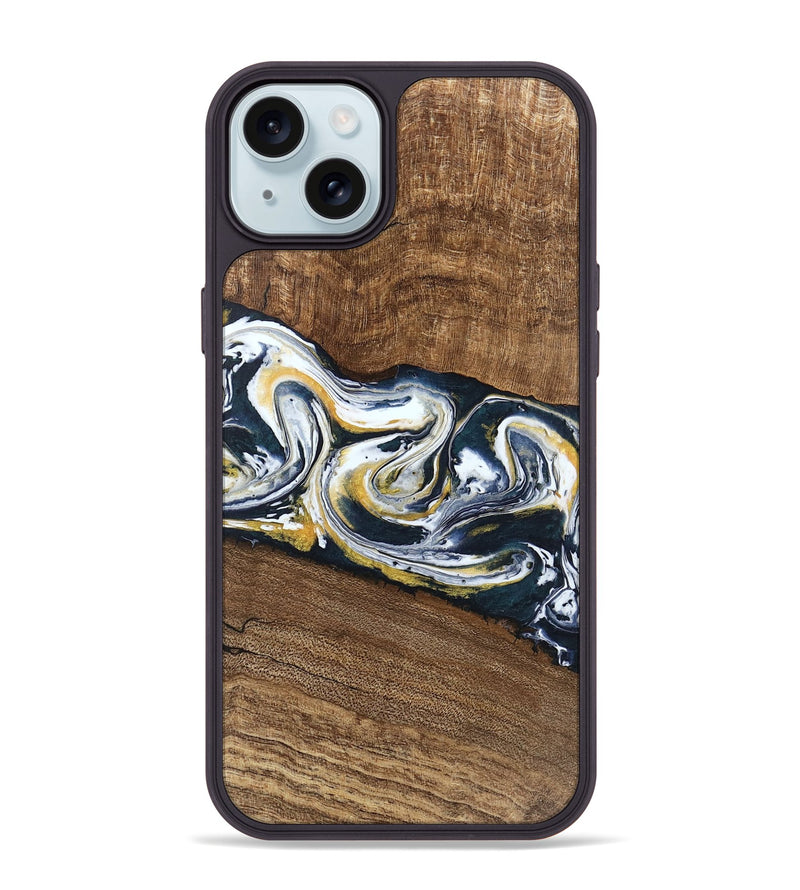 iPhone 15 Plus Wood Phone Case - Mariyah (Teal & Gold, 746104)