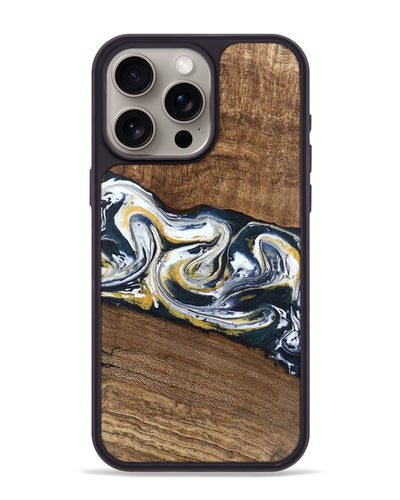 iPhone 15 Pro Max Wood Phone Case - Mariyah (Teal & Gold, 746104)