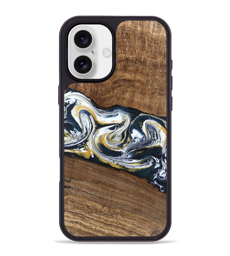 iPhone 16 Plus Wood Phone Case - Mariyah (Teal & Gold, 746104)