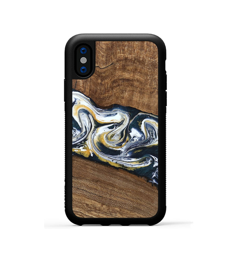 iPhone Xs Wood Phone Case - Mariyah (Teal & Gold, 746104)