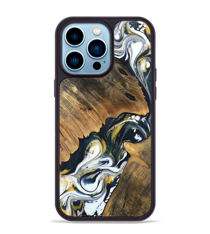 iPhone 14 Pro Max Wood Phone Case - Charlie (Black & White, 746106)