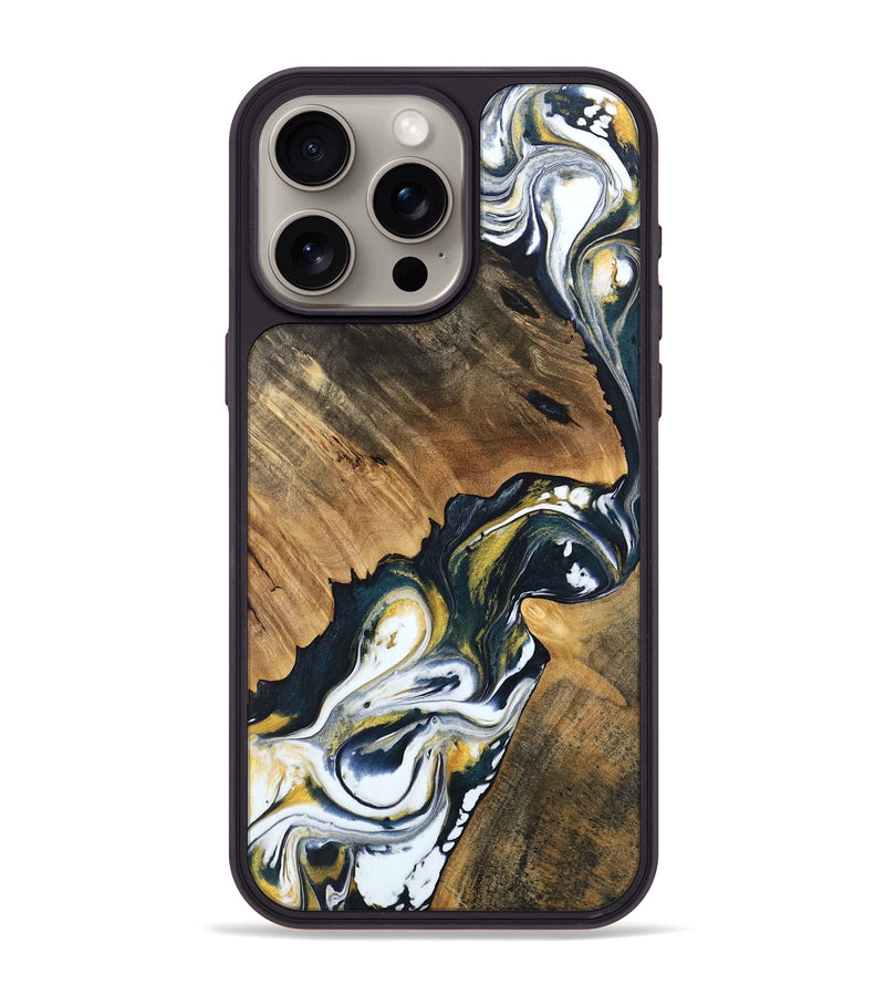 iPhone 15 Pro Max Wood Phone Case - Charlie (Black & White, 746106)